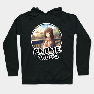 Cute Anime Girl at Train Station - Anime Shirt Hoodie